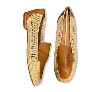 Carrie Forbes Sz 11 Mumba loafers leather raffia flats shoes quiet luxury 41 NEW